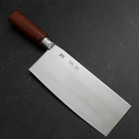 Chinese Cleaver Clad SK Steel Polished Round Handle 205mm-[Musashi]-[Japanese-Kitchen-Knives]