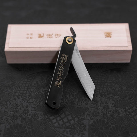 Higonokami Damasco Negro Aogami 100 mm