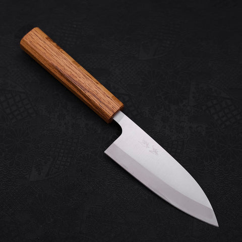 Deba AUS-8 Polished Oak Handle 120mm-[Musashi]-[Japanese-Kitchen-Knives]