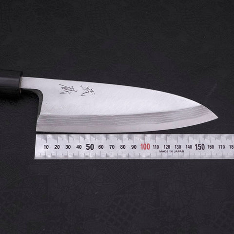 Deba Blue Steel #2 Damascus Shitan Handle 165mm (6.5”)-[Musashi]-[Japanese-Kitchen-Knives]
