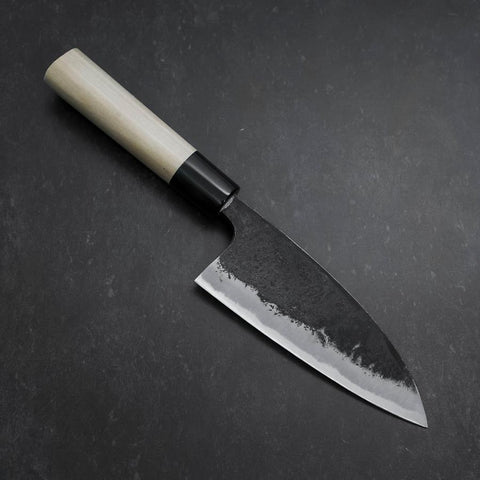 Deba Blue Steel #2 Kurouchi Buffalo Magnolia Handle 170mm (6.7”)-[Musashi]-[Japanese-Kitchen-Knives]