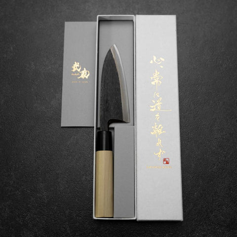 Deba Blue Steel #2 Kurouchi Magnolia Handle 120mm-[Musashi]-[Japanese-Kitchen-Knives]