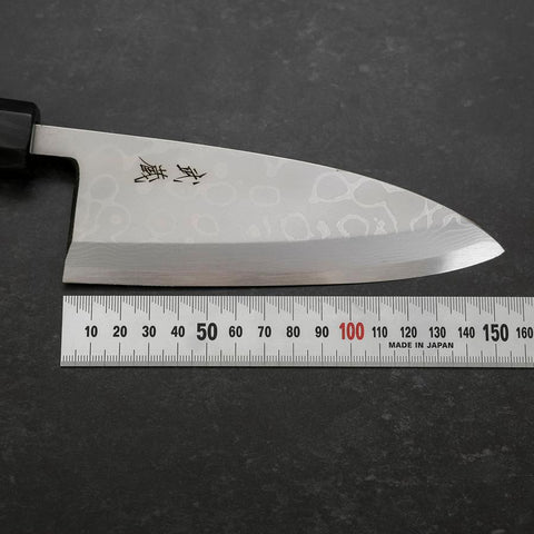 Deba Blue Steel #2 Suminagashi Buffalo Ebony Handle 150mm (5.9”)-[Musashi]-[Japanese-Kitchen-Knives]
