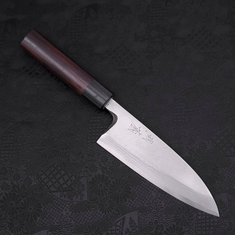 Deba Blue Steel #2 Damascus Shitan Handle 150mm-[Musashi]-[Japanese-Kitchen-Knives]