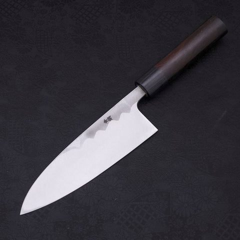 Deba Blue Steel #2 Damascus Shitan Handle 165mm-[Musashi]-[Japanese-Kitchen-Knives]