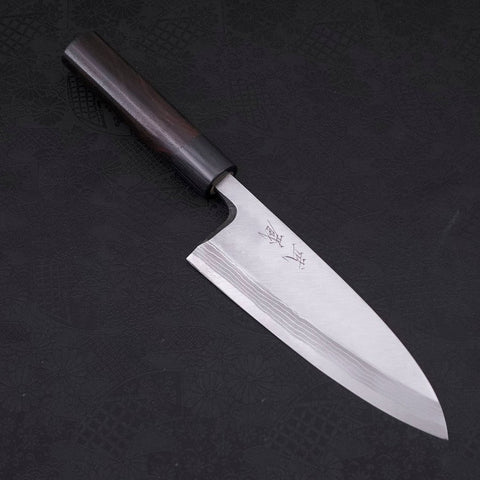 Deba Blue Steel #2 Damascus Shitan Handle 165mm-[Musashi]-[Japanese-Kitchen-Knives]