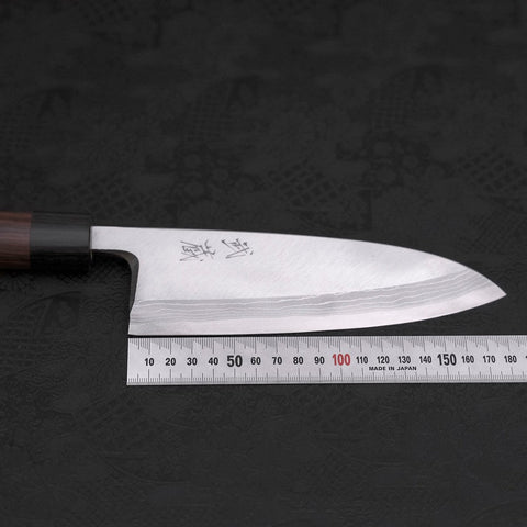 Deba Blue Steel #2 Damascus Shitan Handle 180mm-[Musashi]-[Japanese-Kitchen-Knives]