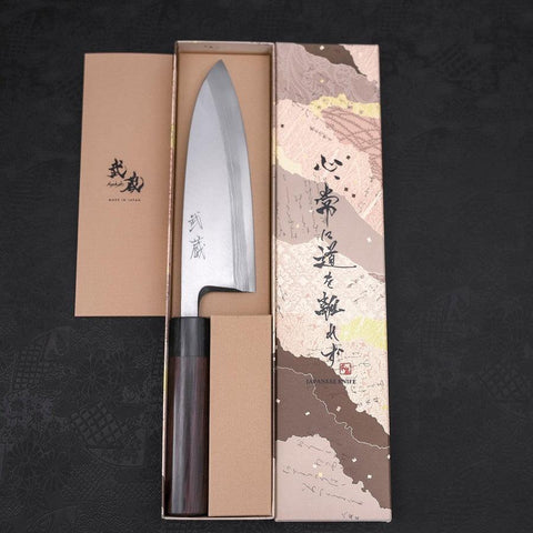 Deba Blue Steel #2 Damascus Shitan Handle 180mm-[Musashi]-[Japanese-Kitchen-Knives]
