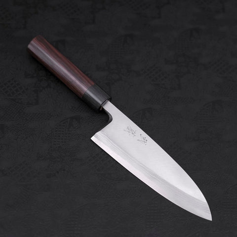 Deba Blue Steel #2 Damascus Shitan Handle 180mm-[Musashi]-[Japanese-Kitchen-Knives]
