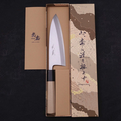 Deba Blue Steel #2 Kasumi Buffalo Magnolia Handle 165mm-[Musashi]-[Japanese-Kitchen-Knives]
