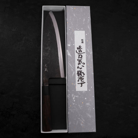 Deba Blue Steel #2 Kurouchi Buffalo Ebony Handle 270mm - Thick-[Musashi]-[Japanese-Kitchen-Knives]
