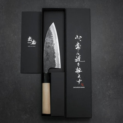 Deba Blue Steel #2 Kurouchi Buffalo Magnolia Handle 170mm-[Musashi]-[Japanese-Kitchen-Knives]