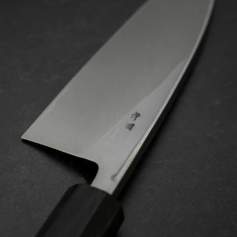 Deba Blue Steel #2 Suminagashi Buffalo Ebony Handle 150mm-[Musashi]-[Japanese-Kitchen-Knives]