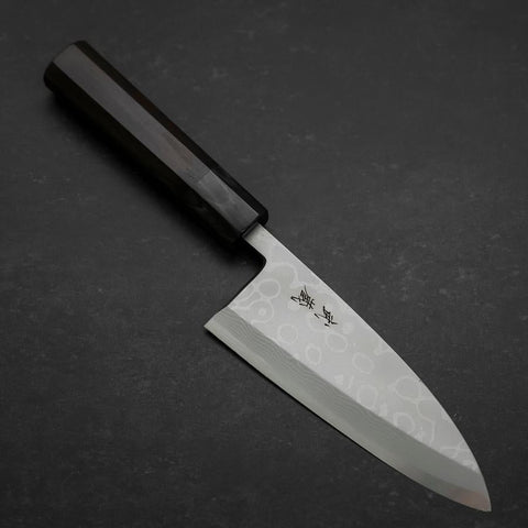 Deba Blue Steel #2 Suminagashi Buffalo Ebony Handle 150mm-[Musashi]-[Japanese-Kitchen-Knives]