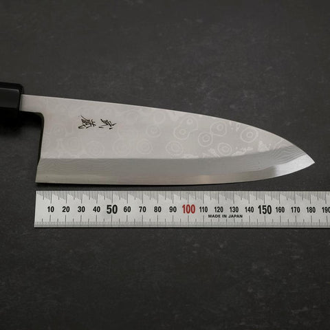 Deba Blue Steel #2 Suminagashi Buffalo Ebony Handle 180mm-[Musashi]-[Japanese-Kitchen-Knives]