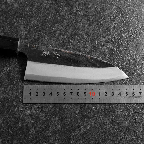 Deba Double Bevel Blue Steel #2 Kurouchi Shitan Handle 150mm-[Musashi]-[Japanese-Kitchen-Knives]
