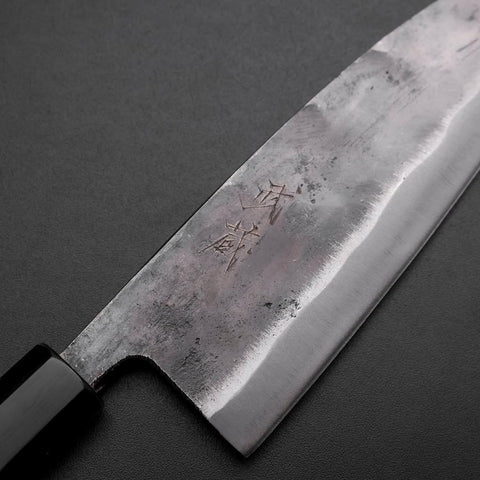 Deba Double Bevel White Steel #2 Kurouchi Buffalo Magnolia Handle 180mm (7”)-[Musashi]-[Japanese-Kitchen-Knives]