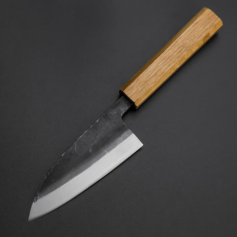 Deba Double Bevel White Steel #2 Kurouchi Oak Handle 120mm (4.7”)-[Musashi]-[Japanese-Kitchen-Knives]