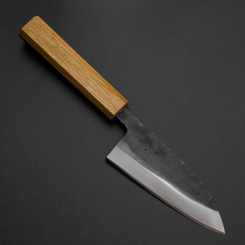 Deba Double Bevel White Steel #2 Kurouchi Oak Handle 120mm (4.7”)-[Musashi]-[Japanese-Kitchen-Knives]
