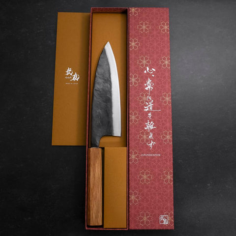 Deba Double Bevel White Steel #2 Kurouchi Oak Handle 180mm-[Musashi]-[Japanese-Kitchen-Knives]