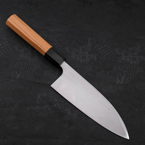 Deba Left Hand AUS-10 Polished Buffalo Teak Handle 165mm-[Musashi]-[Japanese-Kitchen-Knives]