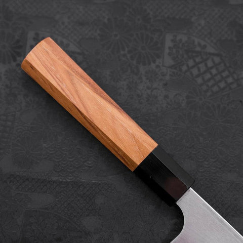 Deba Left Hand AUS-10 Polished Buffalo Teak Handle 180mm-[Musashi]-[Japanese-Kitchen-Knives]