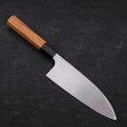 Deba Left Hand AUS-10 Polished Buffalo Teak Handle 180mm-[Musashi]-[Japanese-Kitchen-Knives]