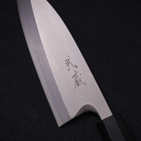 Deba Left Hand Silver Steel #3 Kasumi Buffalo Ebony Handle 165mm-[Musashi]-[Japanese-Kitchen-Knives]