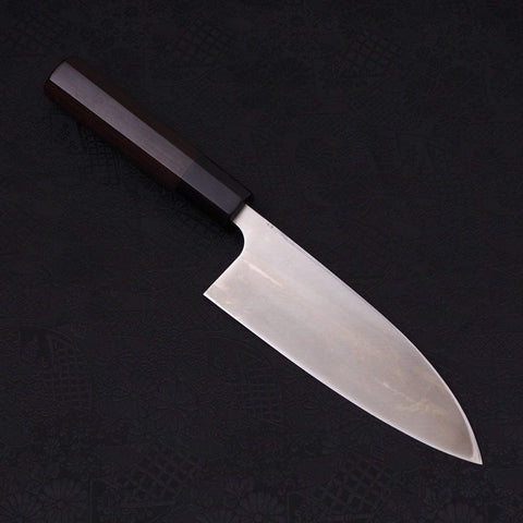 Deba Left Hand Silver Steel #3 Kasumi Buffalo Ebony Handle 165mm-[Musashi]-[Japanese-Kitchen-Knives]