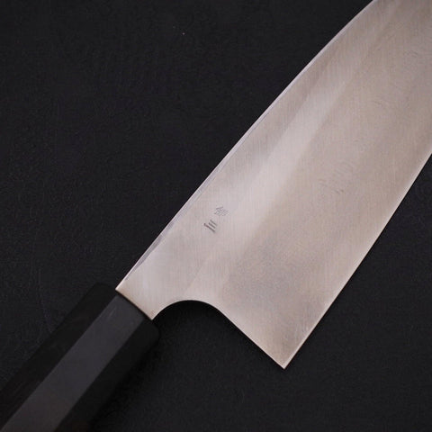 Deba Left Hand Silver Steel #3 Kasumi Buffalo Ebony Handle 180mm (7”)-[Musashi]-[Japanese-Kitchen-Knives]