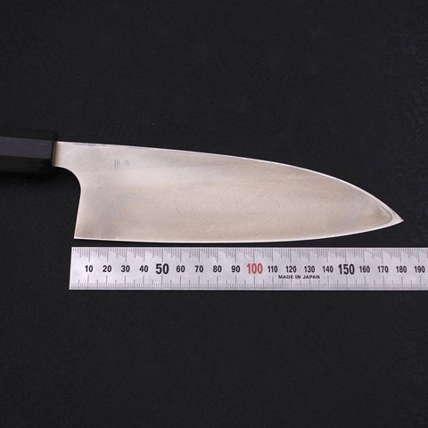 Deba Left Hand Silver Steel #3 Kasumi Buffalo Ebony Handle 180mm (7”)-[Musashi]-[Japanese-Kitchen-Knives]