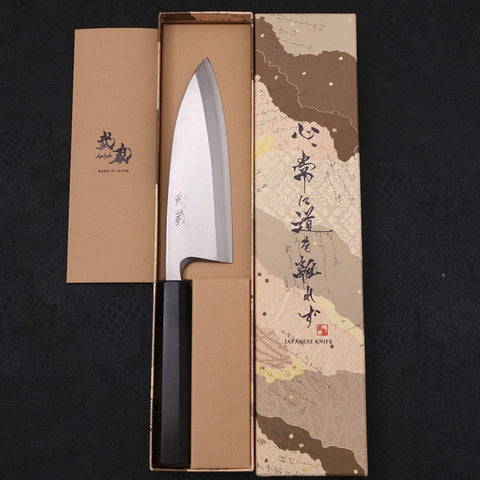 Deba Silver Steel #3 Kasumi Buffalo Ebony Handle 165mm-[Musashi]-[Japanese-Kitchen-Knives]