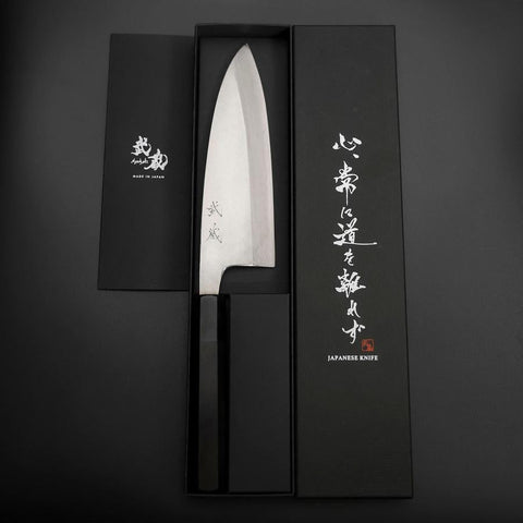 Deba Silver Steel #3 Kasumi Buffalo Ebony Handle 180mm (7”)-[Musashi]-[Japanese-Kitchen-Knives]