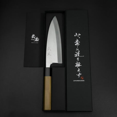 Deba Silver Steel #3 Kasumi Buffalo Magnolia Handle 180mm (7”)-[Musashi]-[Japanese-Kitchen-Knives]