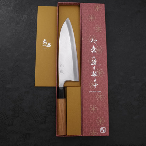 Deba Silver Steel #3 Kasumi Buffalo Teak Handle 210mm-[Musashi]-[Japanese-Kitchen-Knives]