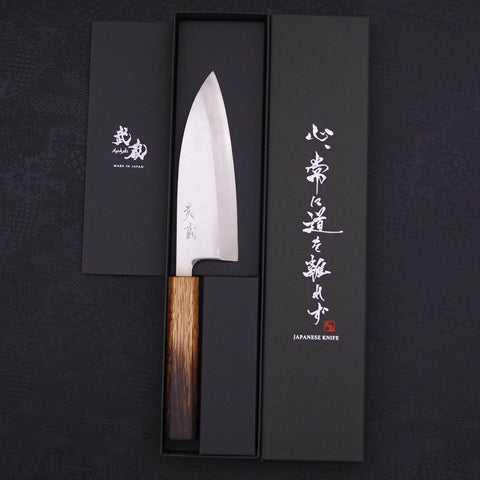 Deba Silver Steel #3 Kasumi Yaki Urushi Handle 150mm (5.9”)-[Musashi]-[Japanese-Kitchen-Knives]