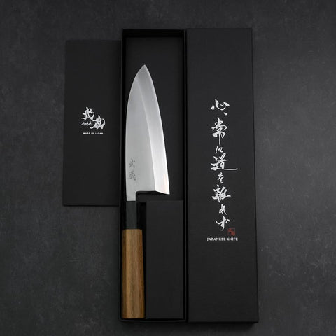 Deba VG-10 Damascus Buffalo Teak Handle 165mm (6.5”)-[Musashi]-[Japanese-Kitchen-Knives]