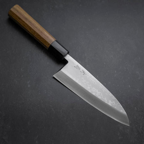 Deba VG-10 Damascus Buffalo Teak Handle 165mm-[Musashi]-[Japanese-Kitchen-Knives]