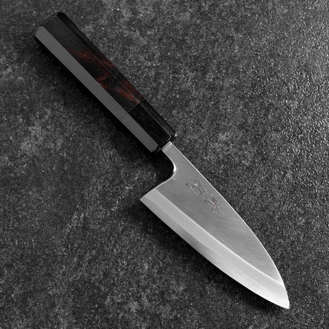 Deba White Steel #2 Kasumi Buffalo Ebony Handle 120mm-[Musashi]-[Japanese-Kitchen-Knives]