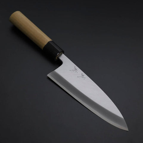Deba White Steel #2 Kasumi Buffalo Magnolia Handle 180mm (7”)-[Musashi]-[Japanese-Kitchen-Knives]