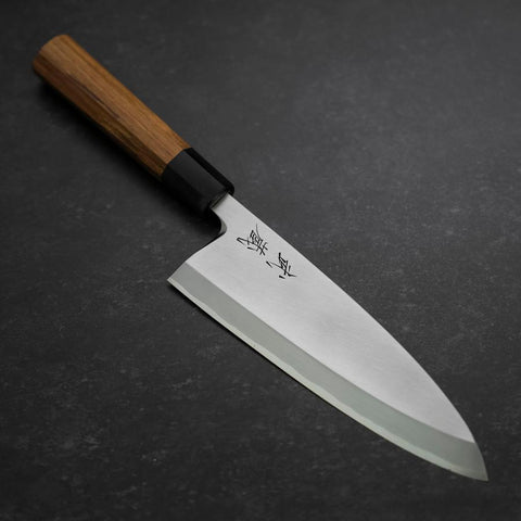 Deba White Steel #2 Kasumi Buffalo Teak Handle 195mm (7.7”)-[Musashi]-[Japanese-Kitchen-Knives]