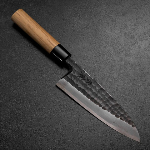 Deba White Steel #2 Kurouchi Tsuchime Cherry Handle 165mm-[Musashi]-[Japanese-Kitchen-Knives]