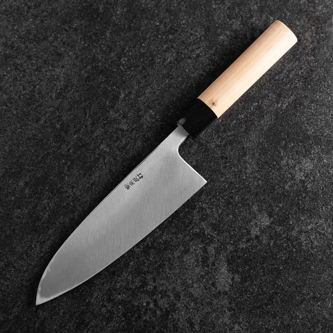 Deba White Steel #2 Kurouchi Tsuchime Cherry Handle 180mm (7”)-[Musashi]-[Japanese-Kitchen-Knives]