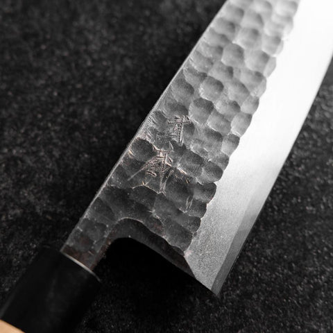 Deba White Steel #2 Kurouchi Tsuchime Cherry Handle 180mm (7”)-[Musashi]-[Japanese-Kitchen-Knives]