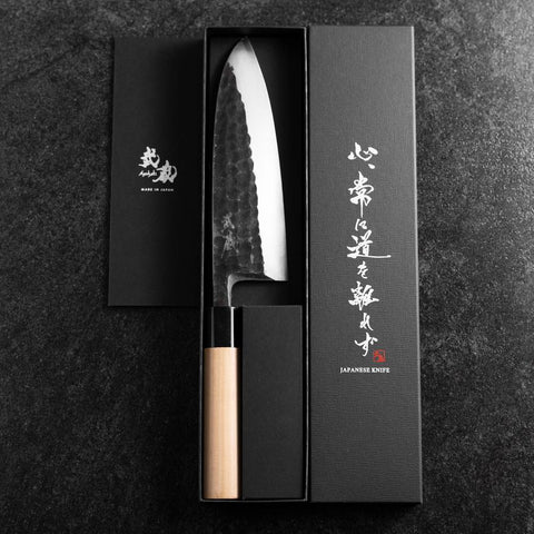 Deba White Steel #2 Kurouchi Tsuchime Cherry Handle 180mm (7”)-[Musashi]-[Japanese-Kitchen-Knives]