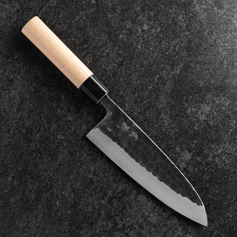 Deba White Steel #2 Kurouchi Tsuchime Cherry Handle 180mm (7”)-[Musashi]-[Japanese-Kitchen-Knives]