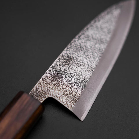 Deba White Steel #2 Nashiji Sumi Urushi Handle 120mm (4.7”)-[Musashi]-[Japanese-Kitchen-Knives]