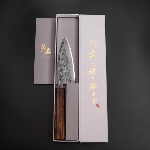Deba White Steel #2 Nashiji Sumi Urushi Handle 120mm (4.7”)-[Musashi]-[Japanese-Kitchen-Knives]