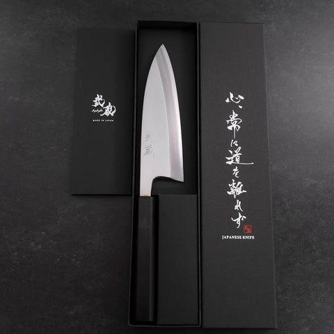 Deba White Steel #2 Kasumi Buffalo Ebony Handle 165mm-[Musashi]-[Japanese-Kitchen-Knives]