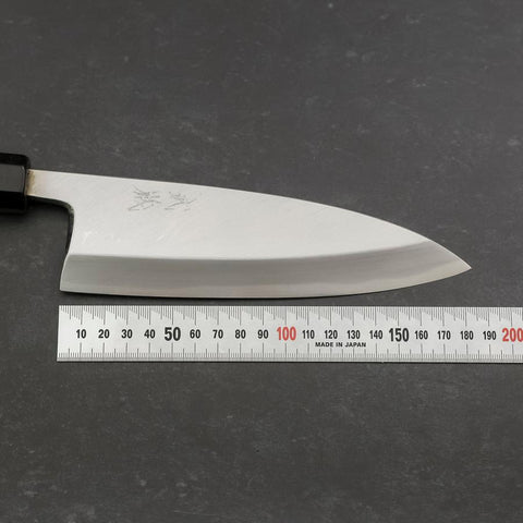 Deba White Steel #2 Kasumi Buffalo Ebony Handle 180mm-[Musashi]-[Japanese-Kitchen-Knives]